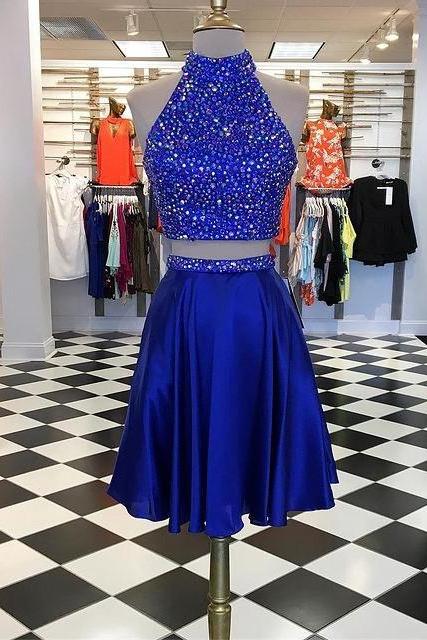 Two Pieces Short Prom Dresses With Beading,homecoming Dress,dance Dresses,pl4893