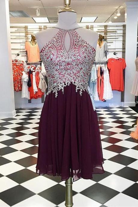 Short Prom Dresses With Appliques And Beading,homecoming Dress,formal Dress,evening Dresses,pl4896