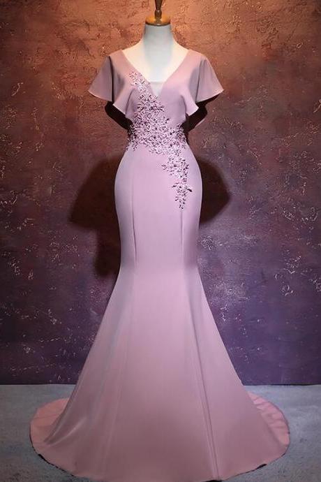 Elegant Mermaid Pink Long Evening Gown, Beautiful Prom Dress,pl4960