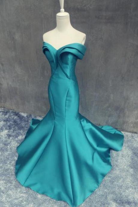 Beautiful Satin Mermaid Prom Dress, Off The Shoulder Long Party Dress,pl4968