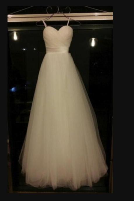 Sweetheart White Tulle Simple Wedding Dresses, White Tulle Prom Dresses, Formal Dress,pl4506