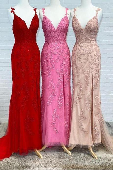 Tulle Long Prom Dress With Appliques And Beading,pageant Dance Dresses,graduation School Party Gown,pl4516