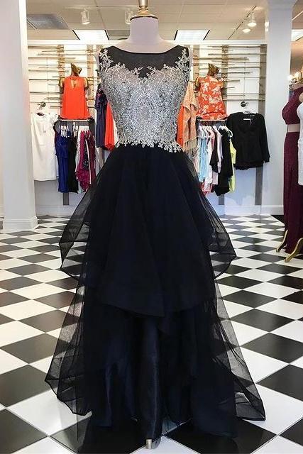 Long Prom Dresses With Appliques And Beading,formal Dress,dance Dresses,pl4526
