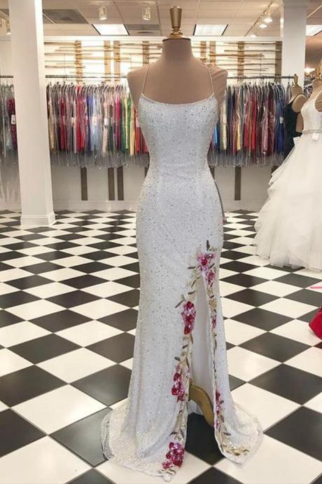 Sparkly Long Prom Dresses with Slit Popular Formal Dresses,PL4537
