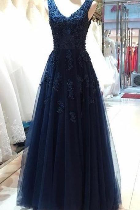 Navy Prom Dress For Teens, Special Occasion Dress, Evening Dress, Dance Dresses, Graduation School Party Gown,PL4554