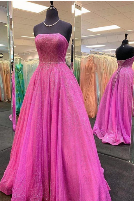 Strapless Sparkly Long Prom Dresses,PL4570