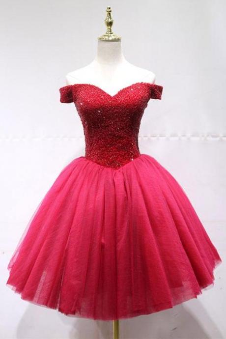 Cute Tulle Beads Short Prom Dress, Tulle Homecoming Dress,pl4608