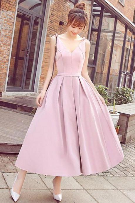 Stylish Pink V Neck Short Prom Dress, Evening Dress,pl4635