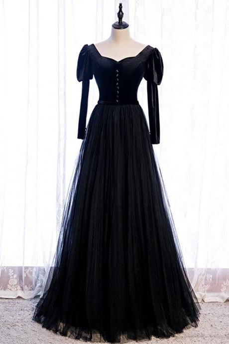 Black Tulle Long Prom Dress Black Tulle Formal Dress,pl4661
