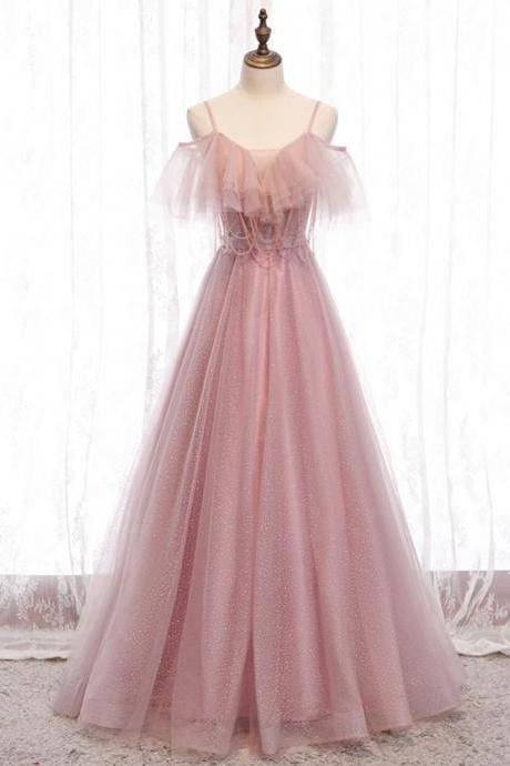 Pink Sweetheart Tulle Long Prom Dress Pink Tulle Formal Dress,pl4672