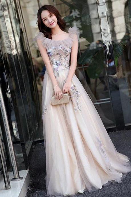 Cute Tulle Lace Long Prom Dress, Evening Dress,pl4730