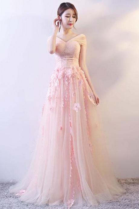 Cute Sweetheart Neck Tulle Lace Long Prom Dress, Formal Dress,pl4753