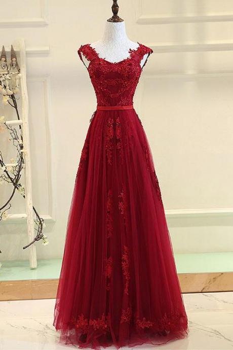 Burgundy Sweetheart Neck Long Prom Dress, Burgundy Evening Dress,pl4774