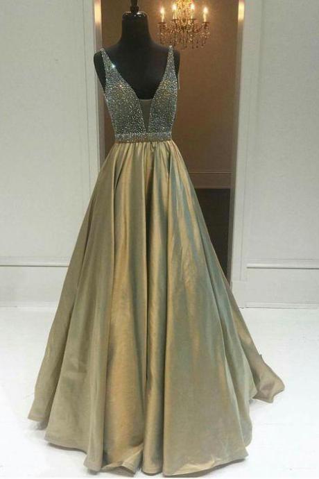 A Line Satin Long Prom Dress,pl4835