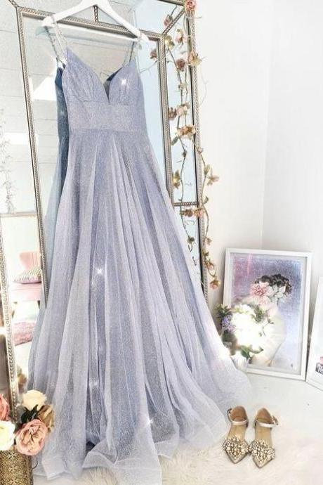 Spaghetti Straps Party Dresses, Sexy Grey Prom Dresses,pl4853