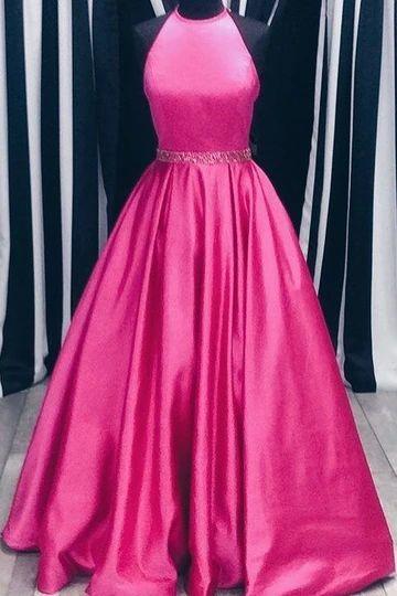 A-line Long Prom Dresses, Pink Prom Dresses, Prom Dresses,pl4899