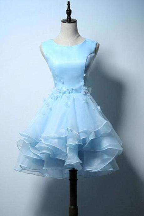 Cute Blue A Line Short Prom Dress, Blue Evening Dress,pl4934