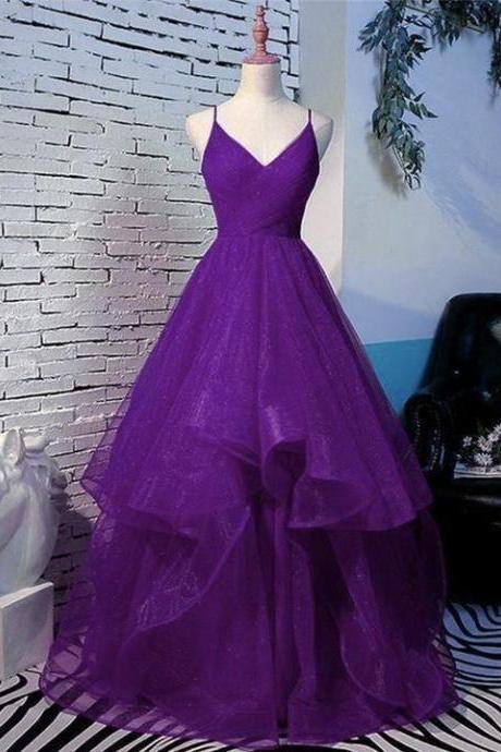 Unique Shiny Purple Sequin Long Prom Dresses, Evening Dresses ,pl4943
