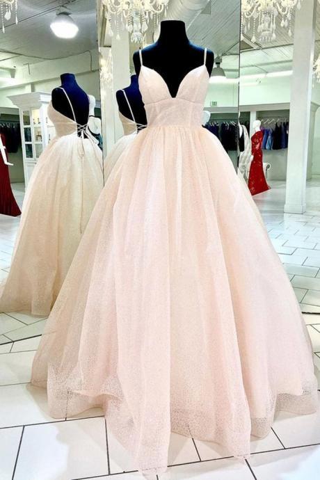 Shiny V Neck Backless Pink Long Prom Dress, Backless Pink Formal Dress, Sparkly Pink Evening Dress,pl4964