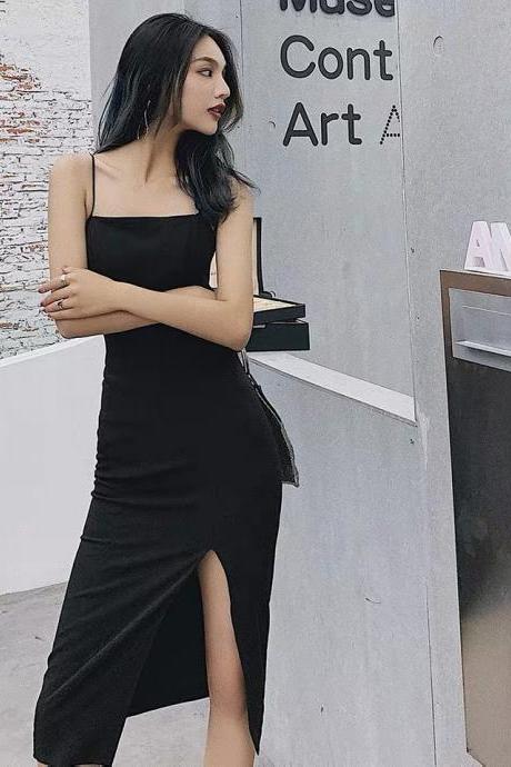 Black Spaghetti Strap Dresses, Sexy Evening Gowns, Birthday Party Dresses,custom Made,pl5032