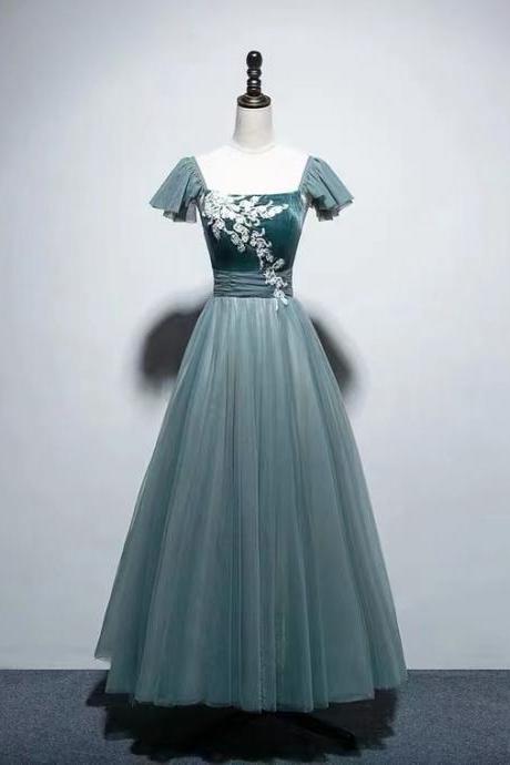 Smog Gray Green, Strapless Evening Dress, Bridesmaid Dress,custom Made,pl5051
