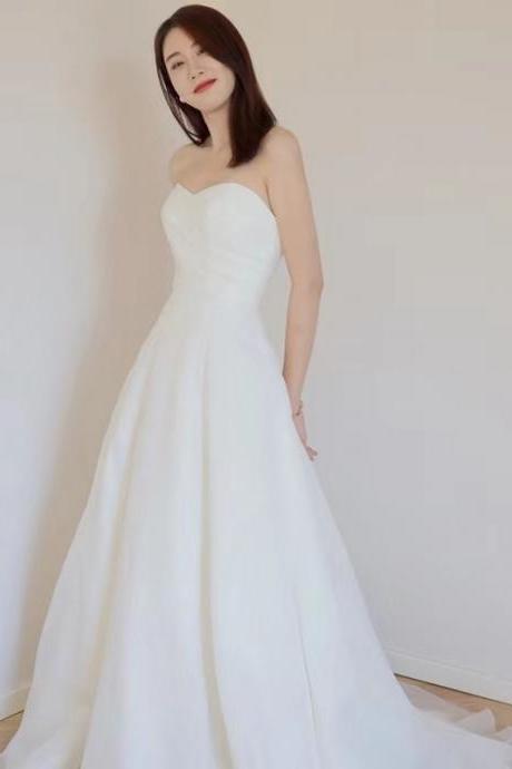 ,strapless Wedding Dress,tulle Simple Bridal Dress ,custom Made,pl5067