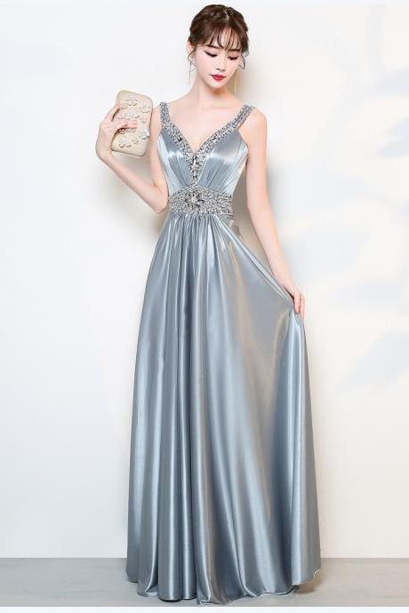 V-neck Prom Dress,sexy Party Dress,elegant Evening Dress With Beads,custom Made,pl5073