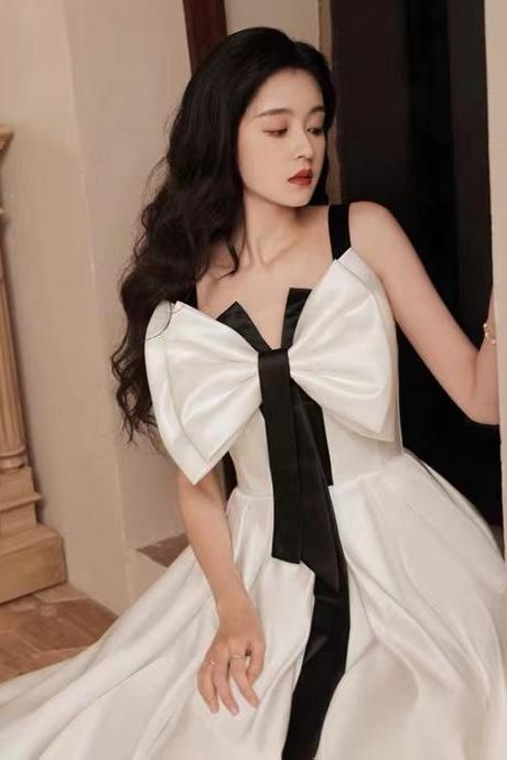 Spaghetti Strap Evening Dress, Style, Ladies Light Luxury White Dress,custom Made,pl5110