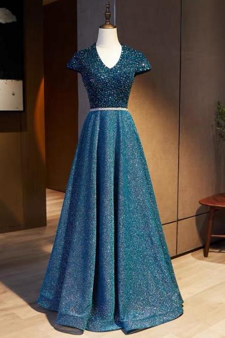 , Heavy Handmade, Luxury Evening Dress, V-neck Party Elegant Dress,custom Made,pl5112
