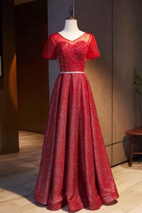 Style, Heavy Handmade, Luxury Evening Dress, V-neck, Party Birthday Regal Dress,custom Made,pl5114
