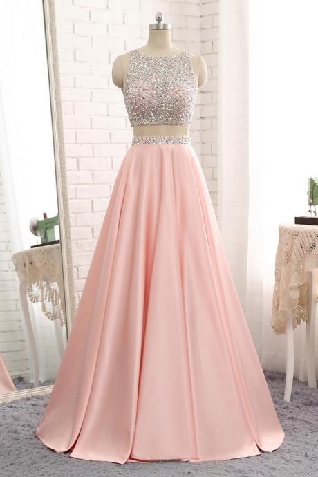 Two Piece Jewel Prom Dress With Sequins,pl5133