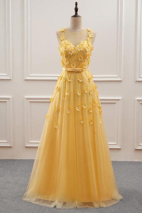 A-line/princess Floor-length Sweetheart Flower(s) Prom Dresses,pl5142