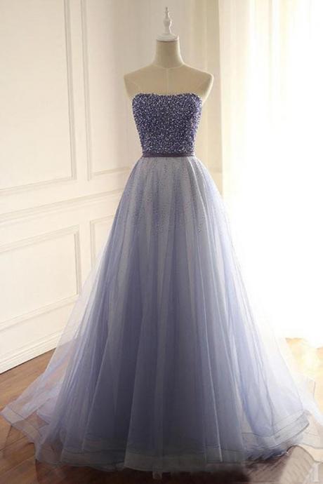 A-line/princess Tulle Sweetheart Floor-length Prom Dresses,pl5146