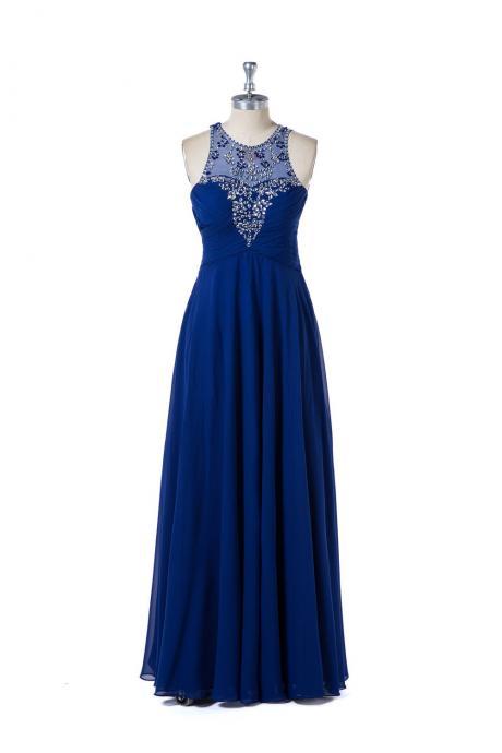 Chiffon Sleeveless Formal Dresses With Beads,pl5161