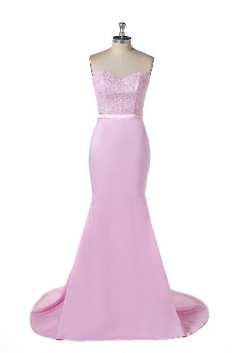 Mermaid Sweetheart Strapless Evening Dresses With Beads,pl5162