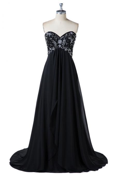 Black Sweetheart Strapless Beading Formal Dresses,pl5164
