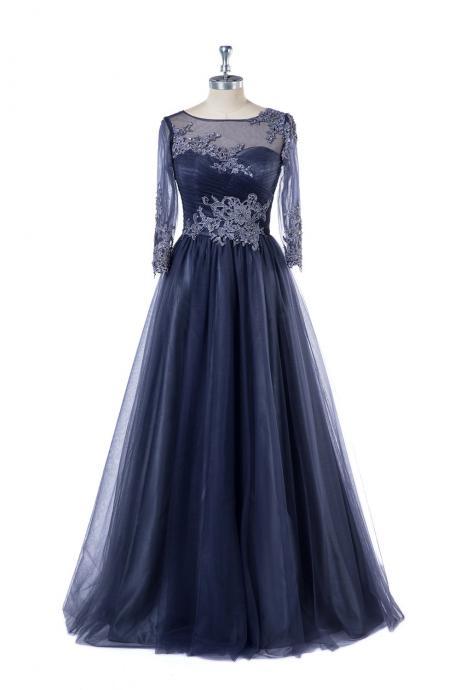 Tulle Floor-length Mother Of The Bride Dresses With Sleeves,pl5174