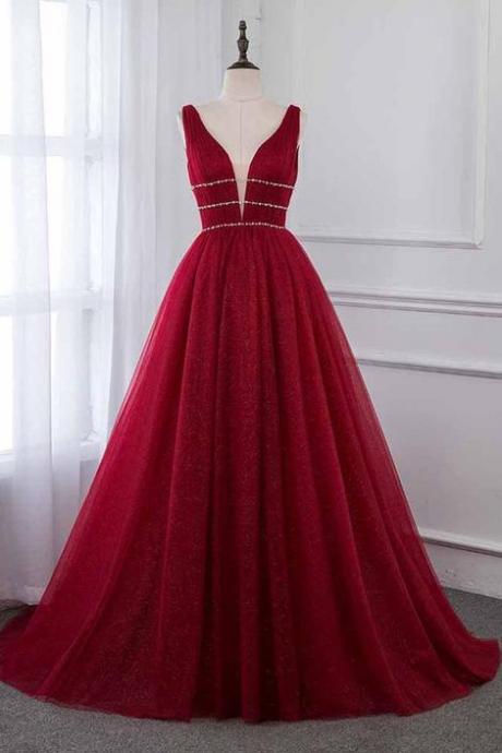Burgundy Prom Dress 2021, Formal Dress, Evening Dress, Pageant Dance Dresses, School Party Gown,pl5387