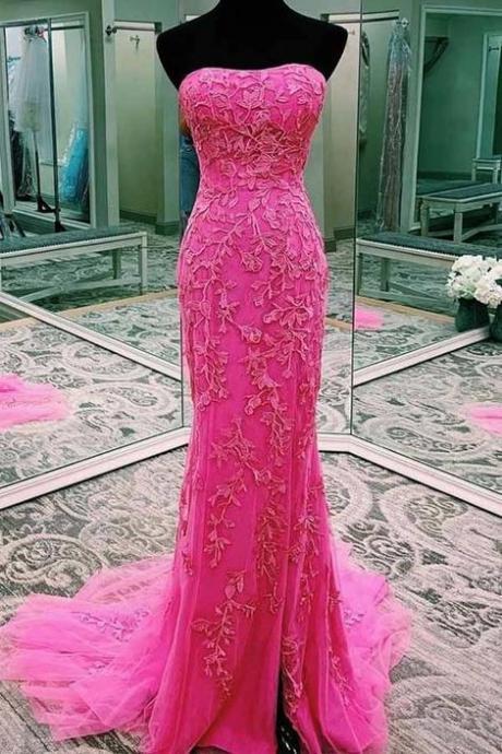 Pink Prom Dress, Prom Dresses, Evening Dress, Dance Dress, Graduation School Party Gown,pl5400