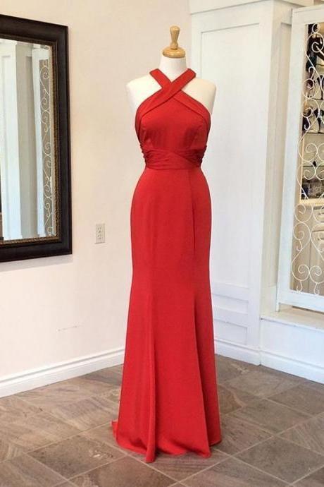 Red Prom Dress,halter Prom Gown, Chiffon Evening Dress ,homecoming Dress,long Party Dress, Prom Dress,pl5425