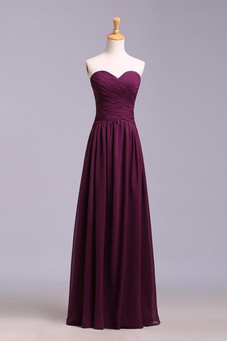 Affordable Bridesmaid Dresses/prom Dresses A-line Sweetheart Floor-length Chiffon Grape ,pl5439