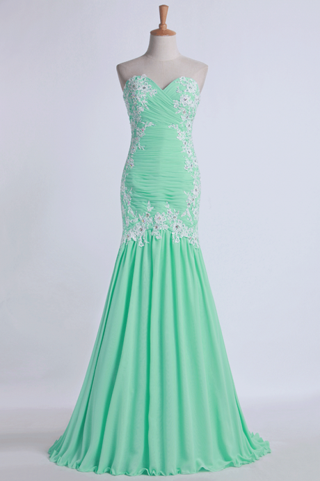 Prom Dresses Pleated Chiffon With Beaded Lace Floor Length Open Back,pl5468