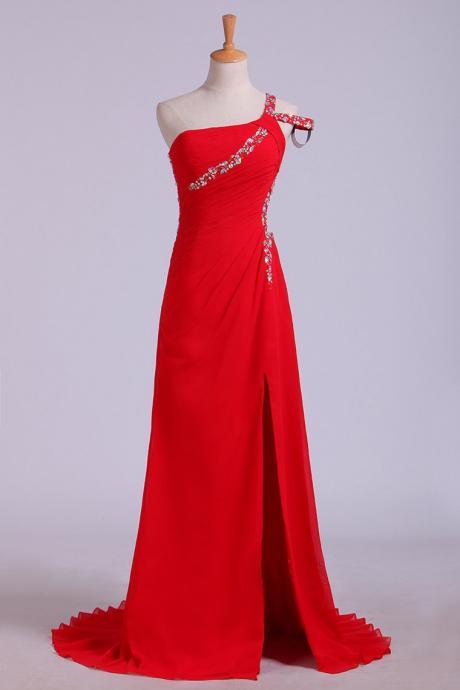 Prom Dresses Sheath Split Front Floor Length One Shoulder Color Red,pl5492
