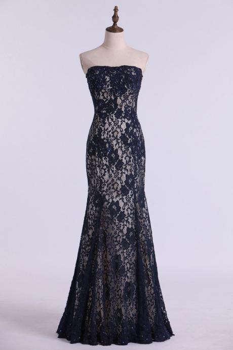 Mother Of The Bride Dresses Strapless Mermaid Floor Length Lace,pl5532