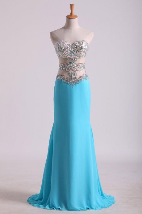 Sweetheart Prom Dresses A Line Chiffon With Beading,pl5568