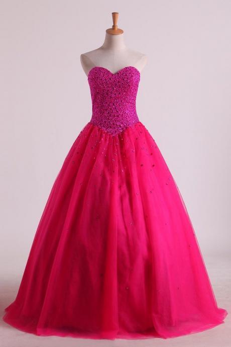Sweetheart Quinceanera Dresses Floor-length Tulle Ball Gown Lace Up,pl5576