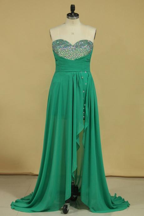Plus Size Terrific Prom Dresses Sweetheart High Low Skirt Rhinestone Beaded,pl5609