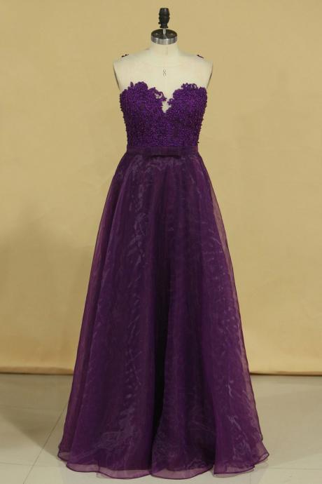 Prom Dresses Scoop A Line With Sash And Applique Grape,pl5612
