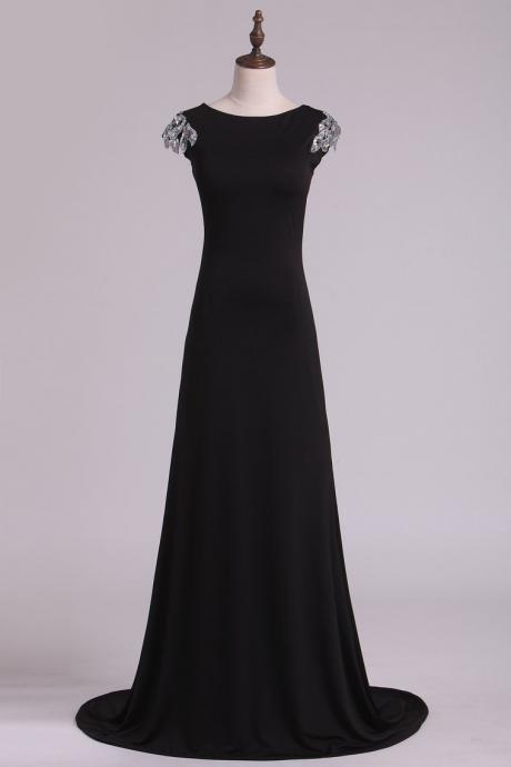 Evening Dresses Bateau Mermaid Spandex With Beads Open Back,pl5653