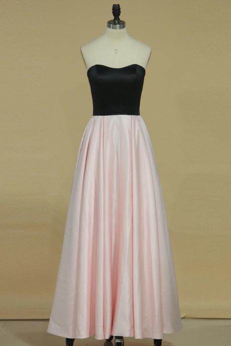 Bicolor A Line Scalloped Neckline Prom Dresses Satin Ankle Length,pl5705